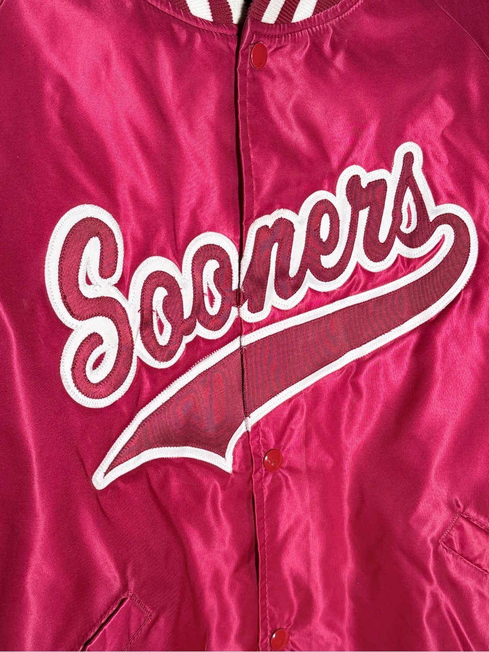 Vintage 80'a BUTWIN Oklahoma Sooners satin bomber jacket XXL (2XL) - Picture 3 of 11